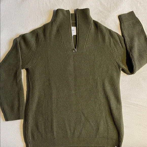 Minimum Olive Ribbed Zip Sweater - Picture 1 of 6